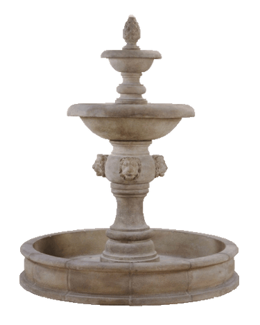 Quattro Lion Two Tier Pond Outdoor Cast Stone Fountain Fountain Tuscan